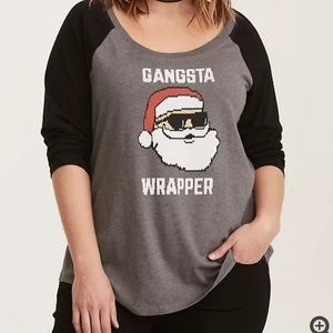 Gangsta Wrapper Santa Raglan Tee